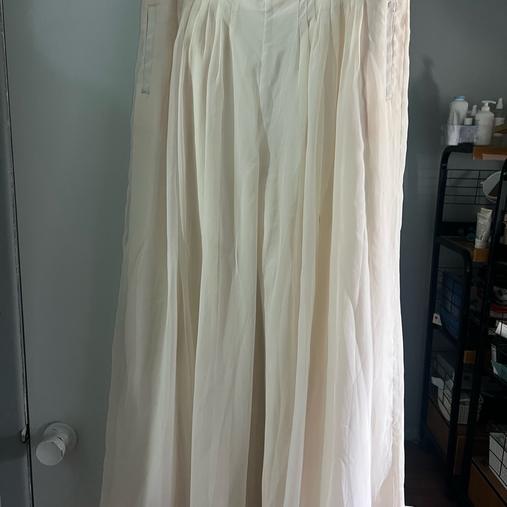 Jennifer Lopez Cream Wide-Leg Pants